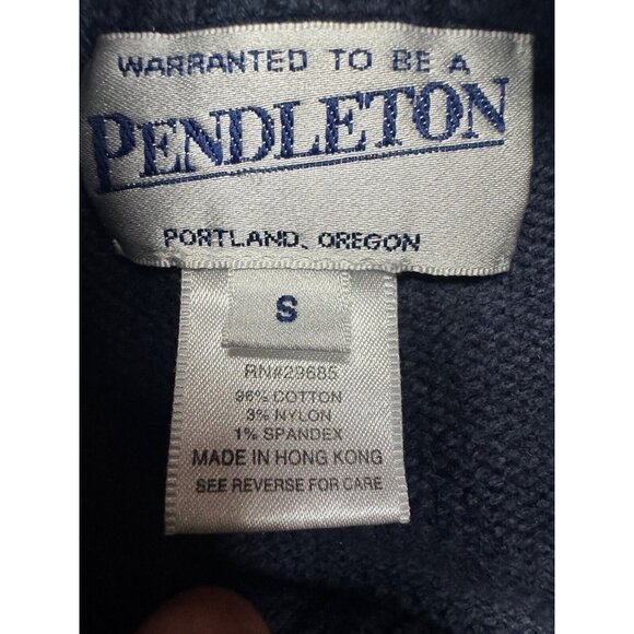 Vintage Pendleton Sweater Women's S Blue Full Zip Cardigan Mock Neck Pockets - Picture 2 of 6